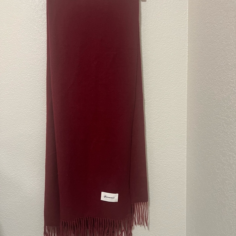 Burgundy Fringed Scarf